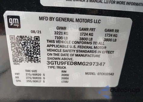 2021 GMC Sierra 1500 2Wd Short Box Denali from USA, damaged, VIN 3GTP8FED1MG358540